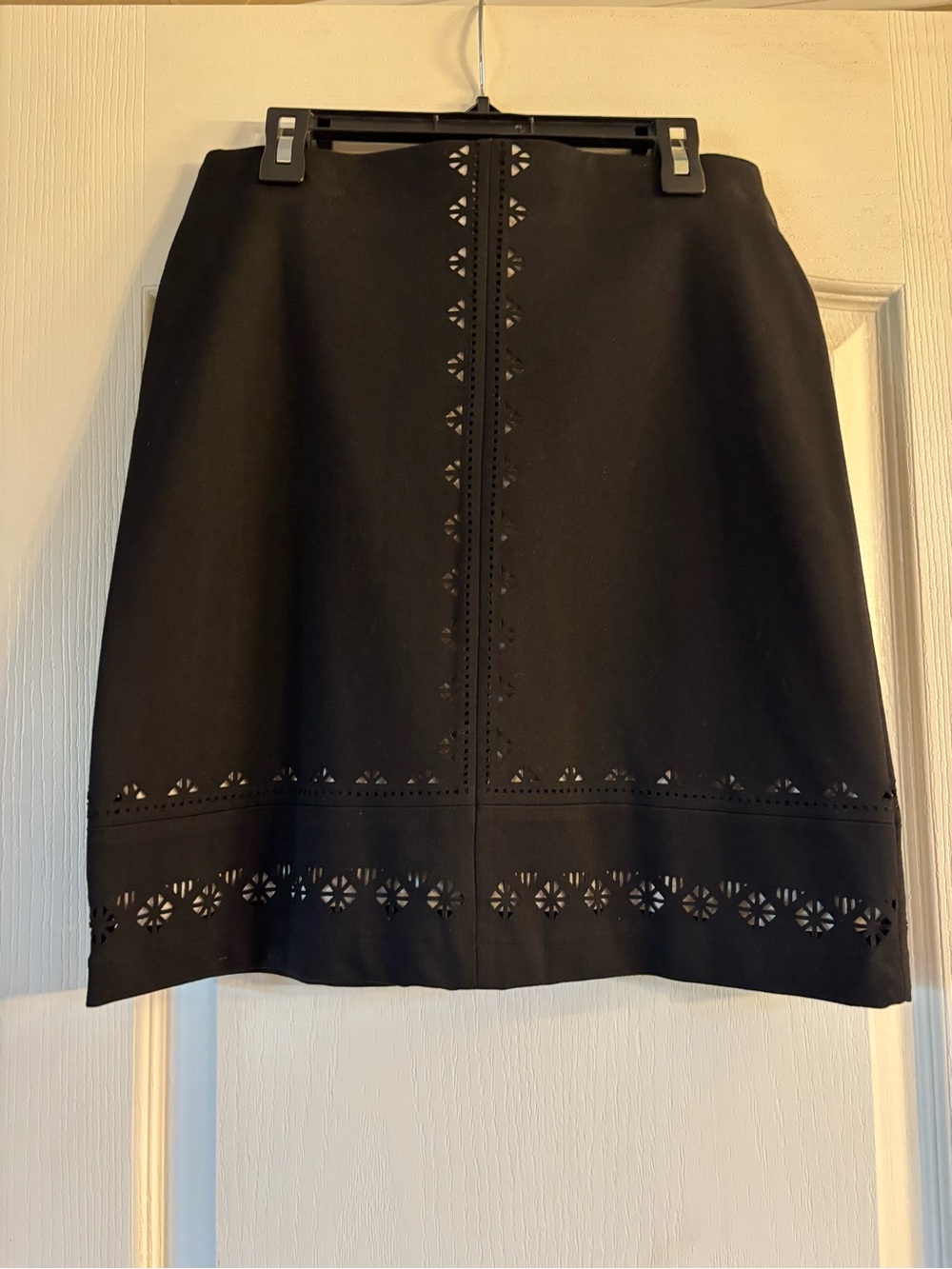 Amanda & Chelsea Black A-Line Skirt with Laser-Cut Detail